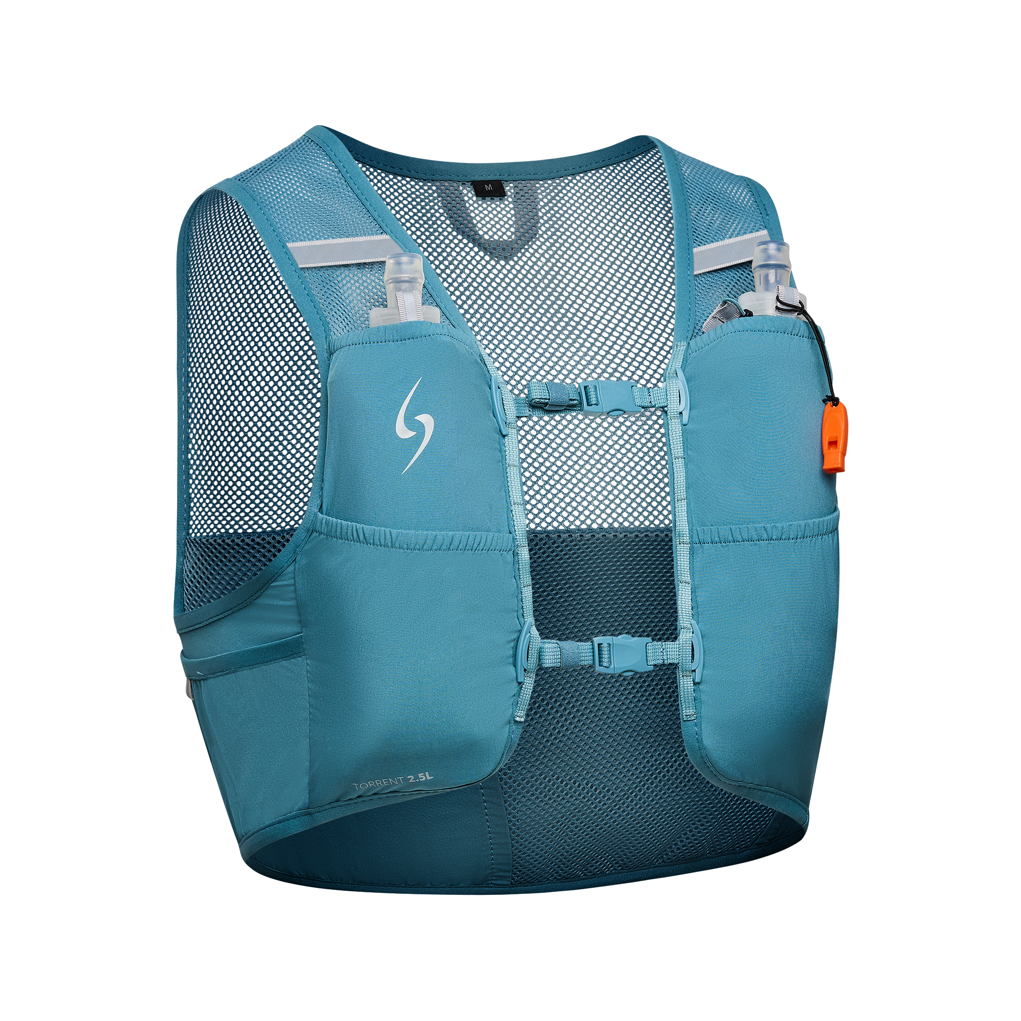 Blue running vest with mesh design on a white background #color_steel-blue