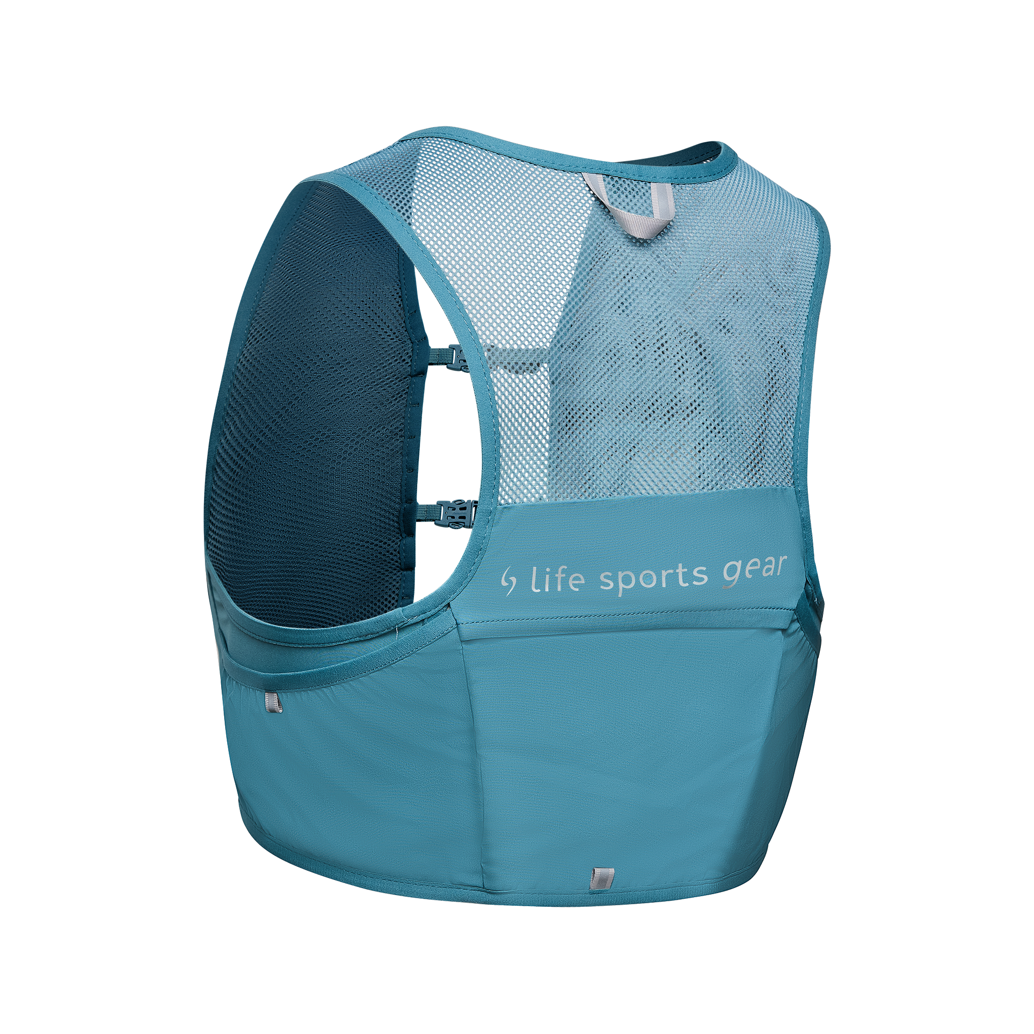 Blue running vest with mesh back on a white background #color_steel-blue