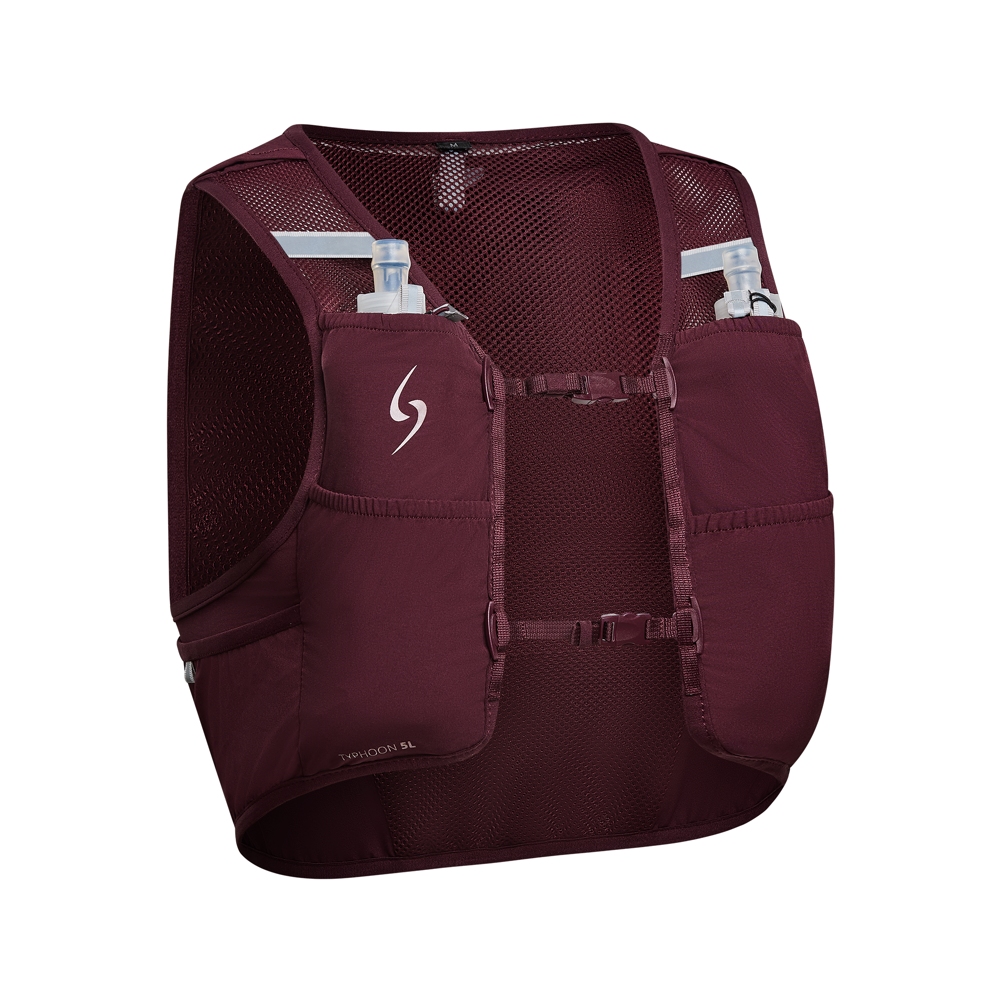 Maroon running vest with water bottles on a white background #color_plume