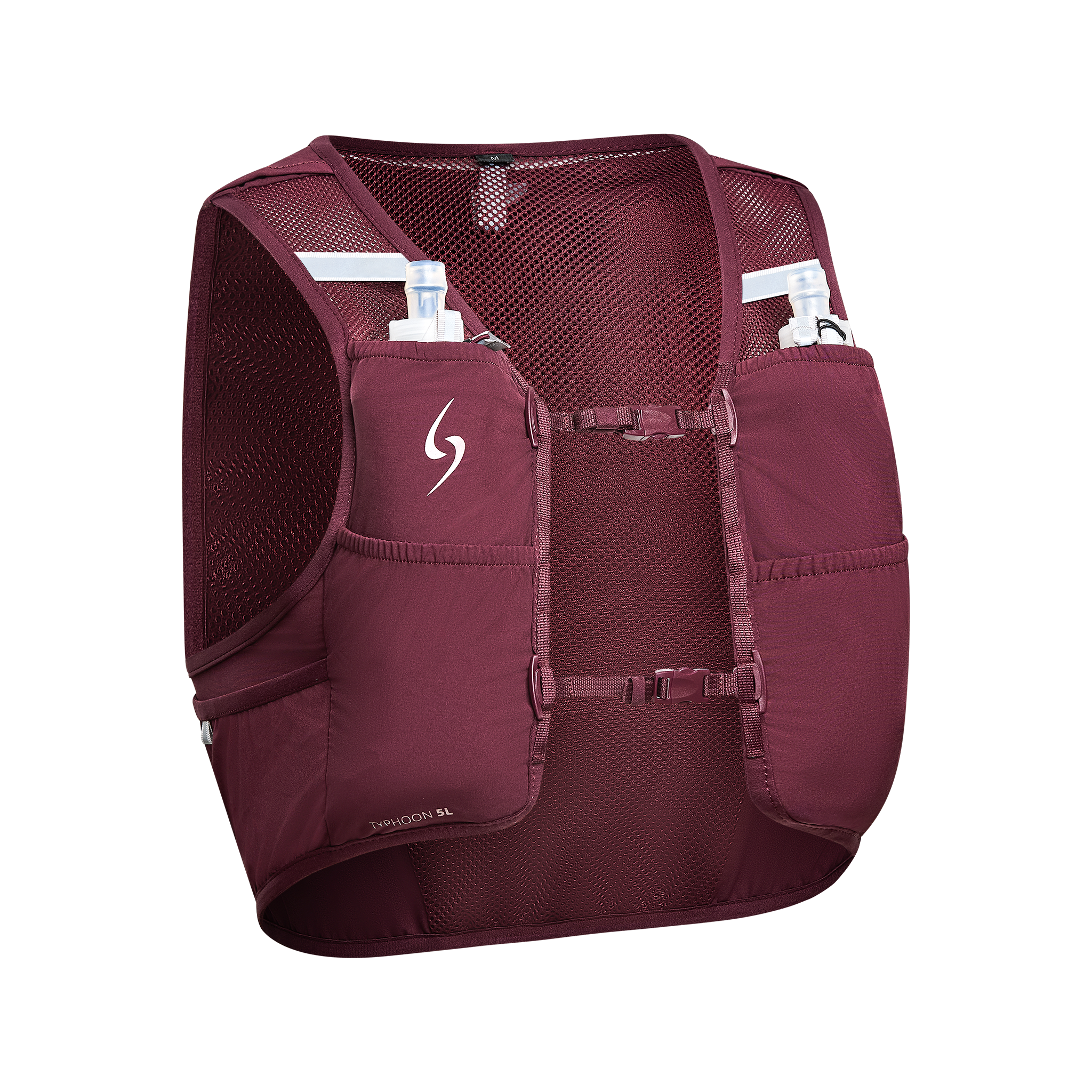 Maroon running vest with water bottles on a white background #color_plume