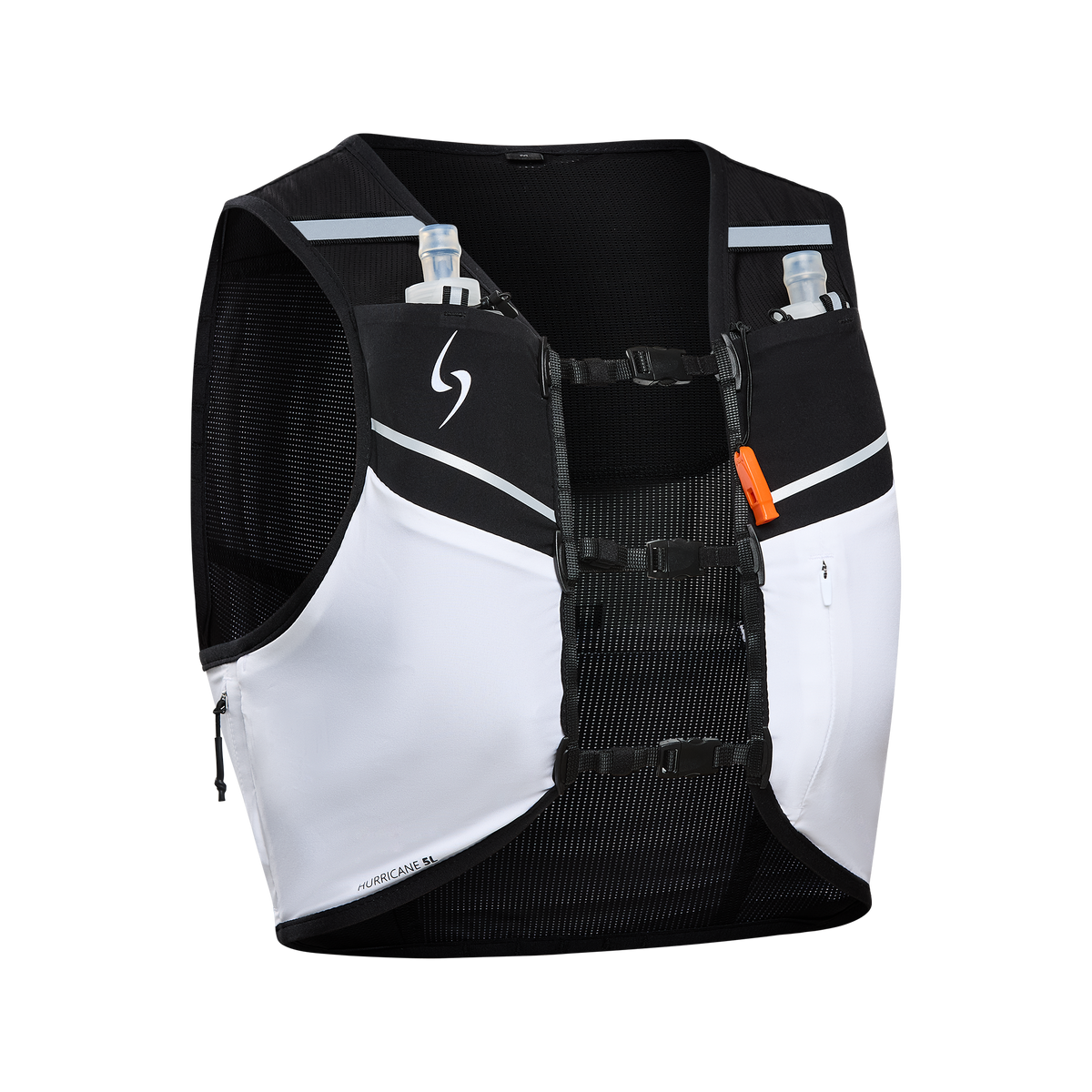 Life sports gear black white Hurricane Running Vest ECO front angled view