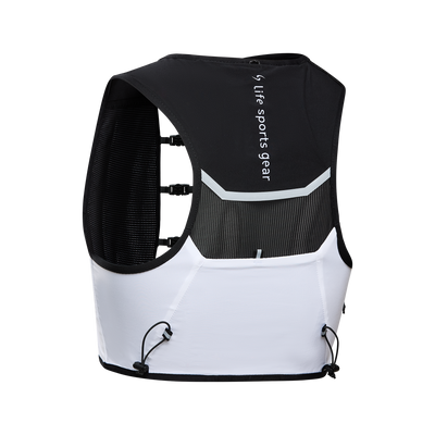 Life sports gear black white Hurricane Running Vest ECO back angled view