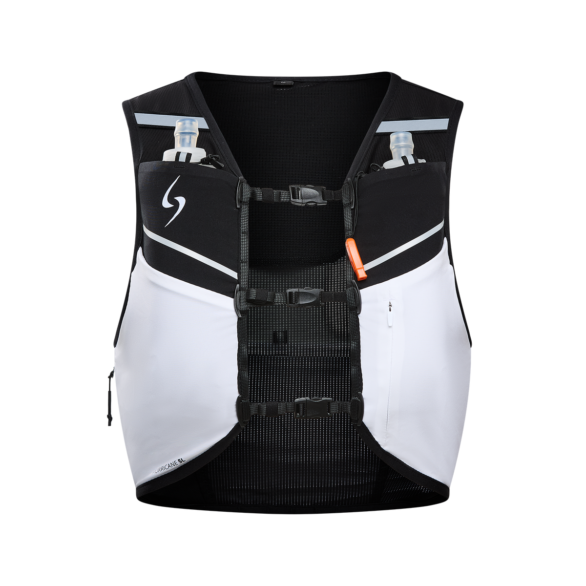 Life sports gear black white Hurricane Running Vest ECO front view 